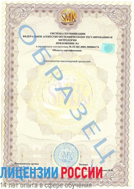 Образец сертификата соответствия (приложение) Увельский Сертификат ISO 22000